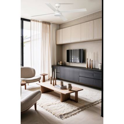 FARO 34355-1TW - LED himmennettävä kattovalo RUDDER L LED/20W/230V valkoinen/beige halkaisija 132 cm + kauko-ohjaus