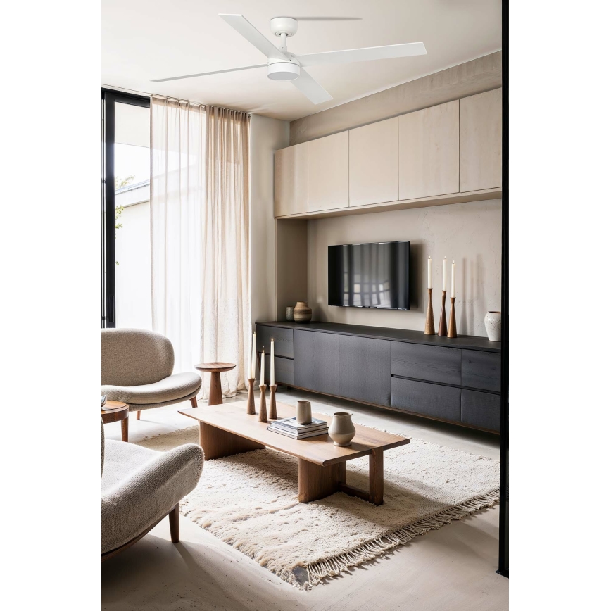 FARO 34355-1TW - LED himmennettävä kattovalo RUDDER L LED/20W/230V valkoinen/beige halkaisija 132 cm + kauko-ohjaus