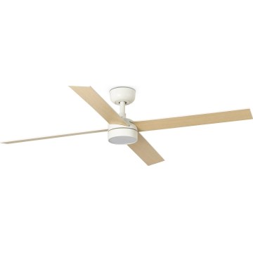 FARO 34355WT-1TW - LED-himmennettävä kattotuuletin RUDDER L LED/18W/230V 2700/3000/4000K valkoinen/beige halkaisija 132 cm Wi-Fi Tuya + kaukosäädin