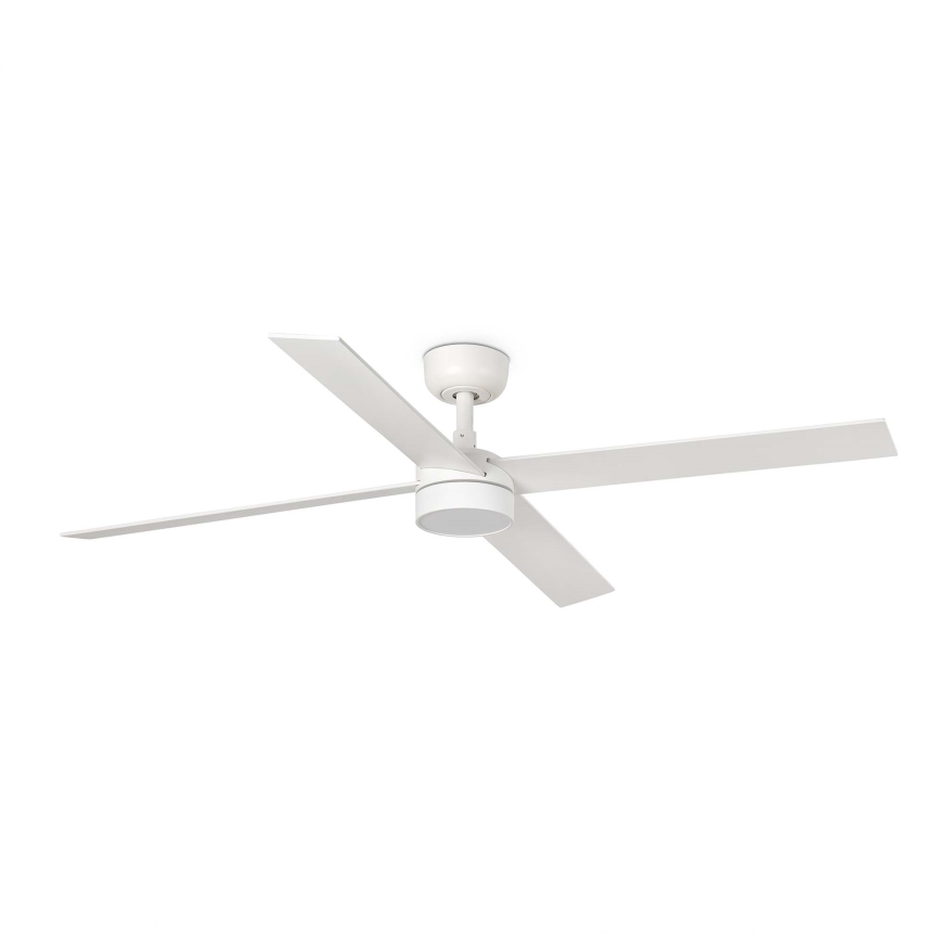 FARO 34355WT-1TW - LED-himmennettävä kattotuuletin RUDDER L LED/18W/230V 2700/3000/4000K valkoinen/beige halkaisija 132 cm Wi-Fi Tuya + kaukosäädin