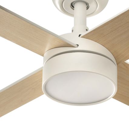 FARO 34355WT-1TW - LED-himmennettävä kattotuuletin RUDDER L LED/18W/230V 2700/3000/4000K valkoinen/beige halkaisija 132 cm Wi-Fi Tuya + kaukosäädin
