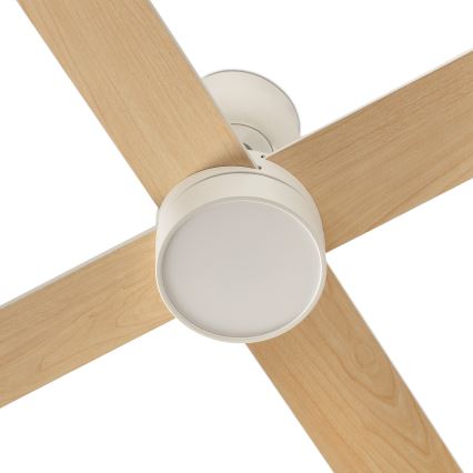 FARO 34355WT-1TW - LED-himmennettävä kattotuuletin RUDDER L LED/18W/230V 2700/3000/4000K valkoinen/beige halkaisija 132 cm Wi-Fi Tuya + kaukosäädin