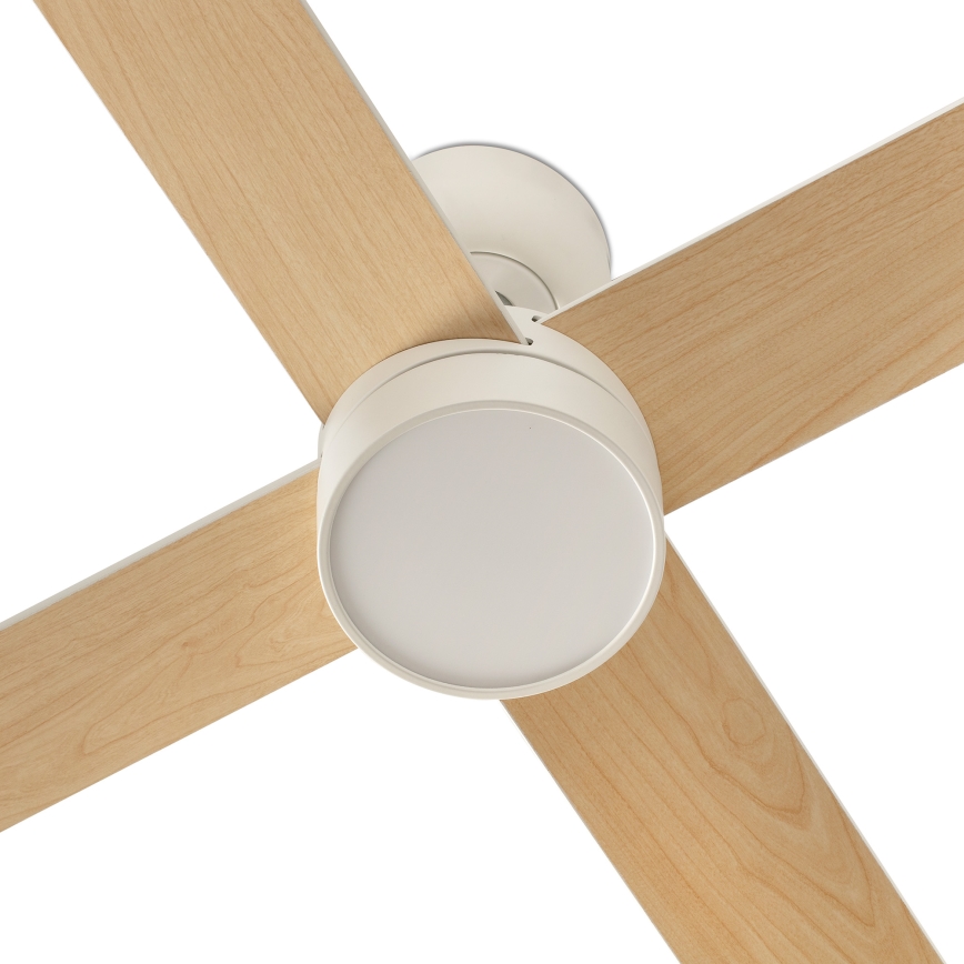 FARO 34355WT-1TW - LED-himmennettävä kattotuuletin RUDDER L LED/18W/230V 2700/3000/4000K valkoinen/beige halkaisija 132 cm Wi-Fi Tuya + kaukosäädin