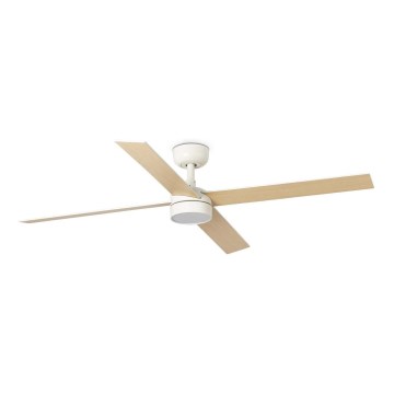 FARO 34355WT1S - LED-himmennettävä kattotuuletin RUDDER L LED/18W/230V 2700/3000/4000K halkaisija 132 cm beige/valkoinen Wi-Fi Tuya + kaukosäädin
