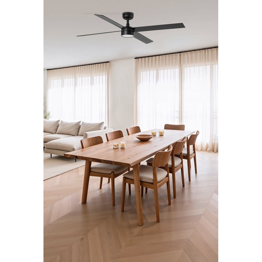 FARO 34356-1TW - LED himmennettävä tuuletin RUDDER L LED/20W/230V musta/ruskea halkaisija 132 cm + kauko-ohjaus