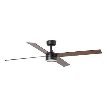 FARO 34356WT1S - LED-himennettävä kattotuuletin RUDDER L LED/18W/230V 2700/3000/4000K halkaisija 132 cm ruskea/musta Wi-Fi Tuya + kaukosäädin