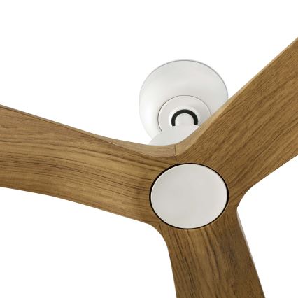 FARO 34361 - Kattotuuletin OUTWOOD L ruskea/valkoinen halkaisija 150 cm IP44 + kauko-ohjaus