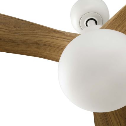 FARO 34361WT-11L - Kattotuuletin OUTWOOD L 1xE27/15W/230V ruskea/valkoinen halkaisija 150 cm Wi-Fi Tuya IP44 + kaukosäädin