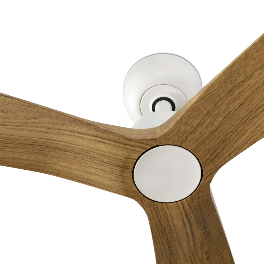 FARO 34361WT - Kattotuuletin OUTWOOD L ruskea/valkoinen, halkaisija 150 cm, Wi-Fi Tuya, IP44 + kaukosäädin