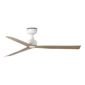 FARO 34370WT - MARINE M kattotuuletin, Ø 125 cm, ruskea/valkoinen, IP44, Wi‑Fi Tuya + kaukosäädin