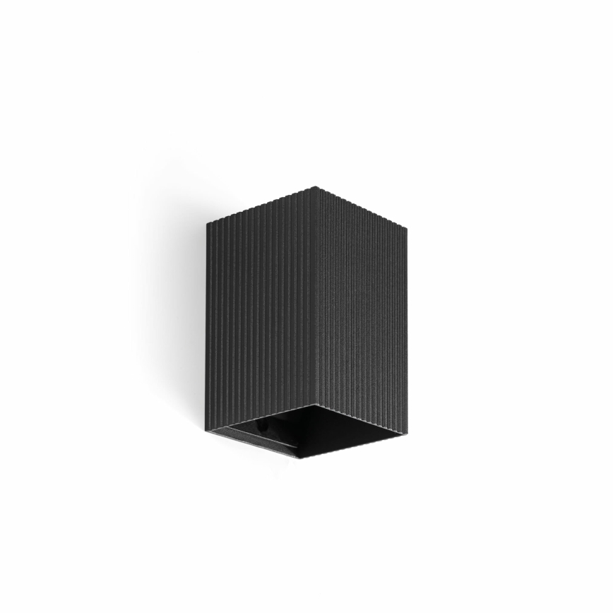 FARO 40535 - Seinävalaisin SOLE 1xGU10/8W/230V musta aallotettu kulmikas