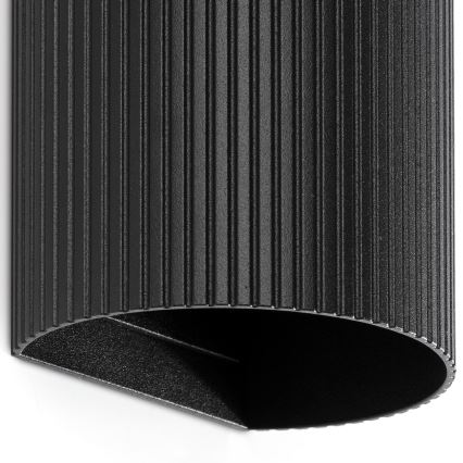 FARO 40543 - Seinävalaisin SOLE 2xGU10/8W/230V musta aallotettu pyöreä