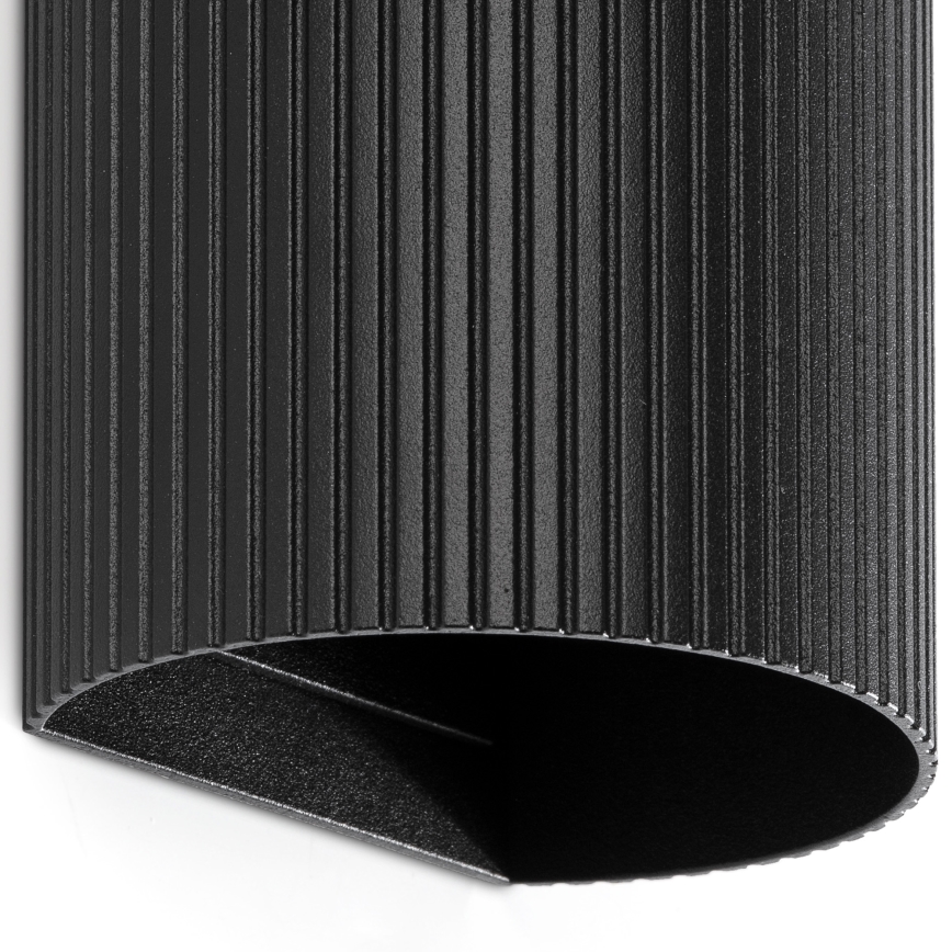 FARO 40543 - Seinävalaisin SOLE 2xGU10/8W/230V musta aallotettu pyöreä