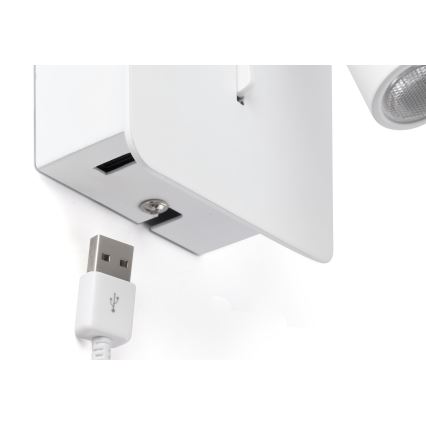 FARO 62117 - LED-seinäkohdevalo SUAU LED/3W/230V USB valkoinen
