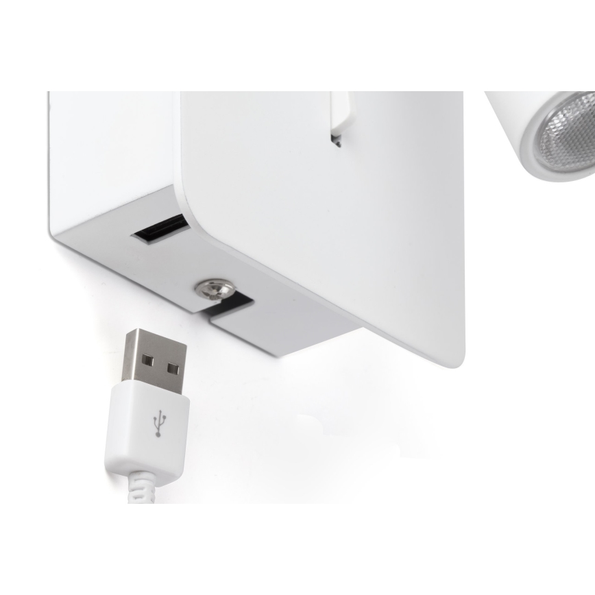 FARO 62117 - LED-seinäkohdevalo SUAU LED/3W/230V USB valkoinen