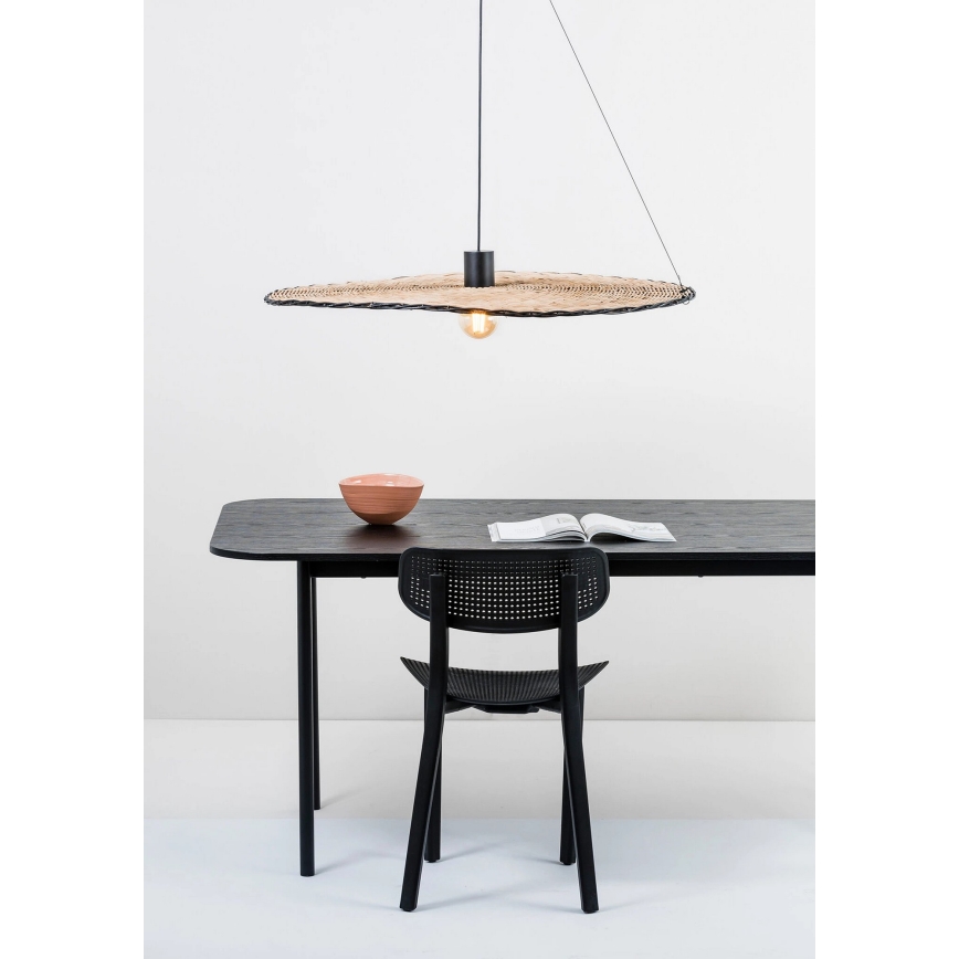 FARO 68590-70 - Kattokruunu johdossa COSTAS 1xE27/15W/230V d. 100 cm musta/rottinki