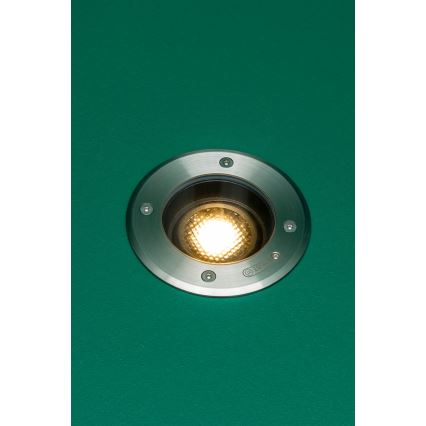 FARO 70310 - GEISER maahan upotettava, ajoneuvojen kuormitusta kestävä ulkovalaisin 1xGU10/8W/230V IK08 IP67, ruostumaton teräs