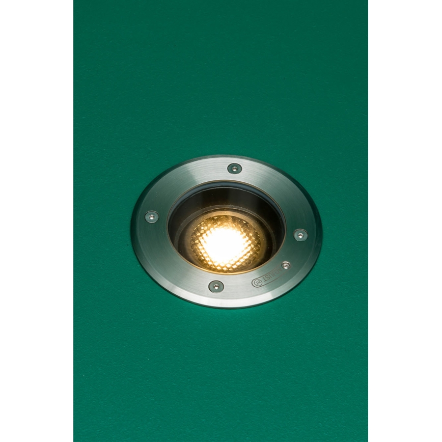 FARO 70310 - GEISER maahan upotettava, ajoneuvojen kuormitusta kestävä ulkovalaisin 1xGU10/8W/230V IK08 IP67, ruostumaton teräs