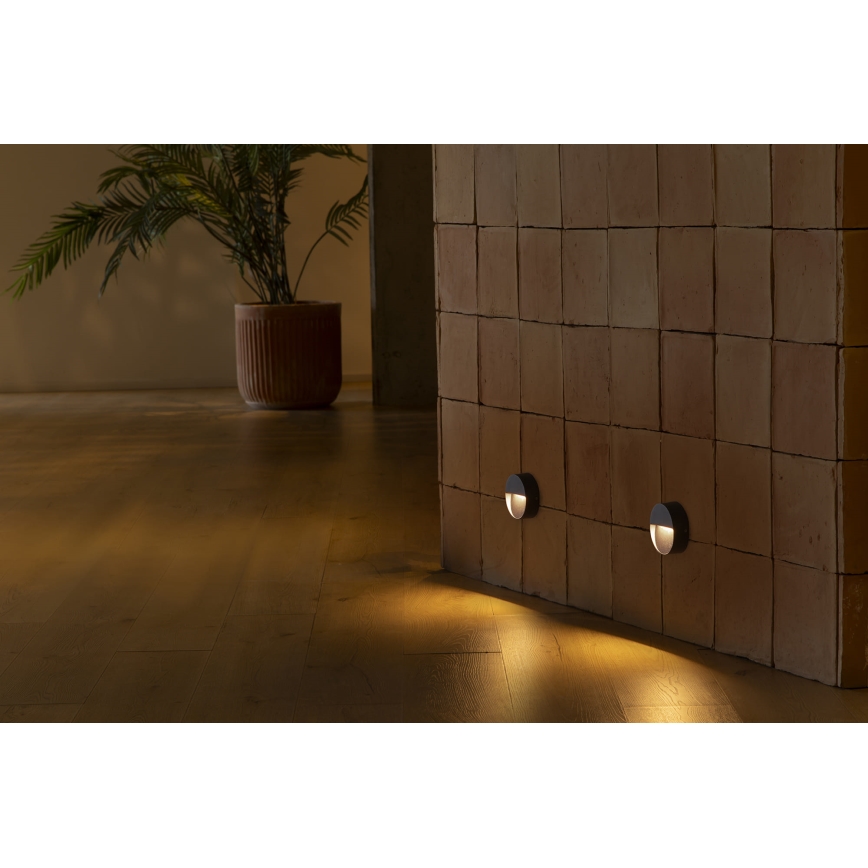 FARO 71960 - LED-porrasvalaisin DUNE LED/3W/230V 2200/2700/3200/4000K IP65 antrasiitti pyöreä