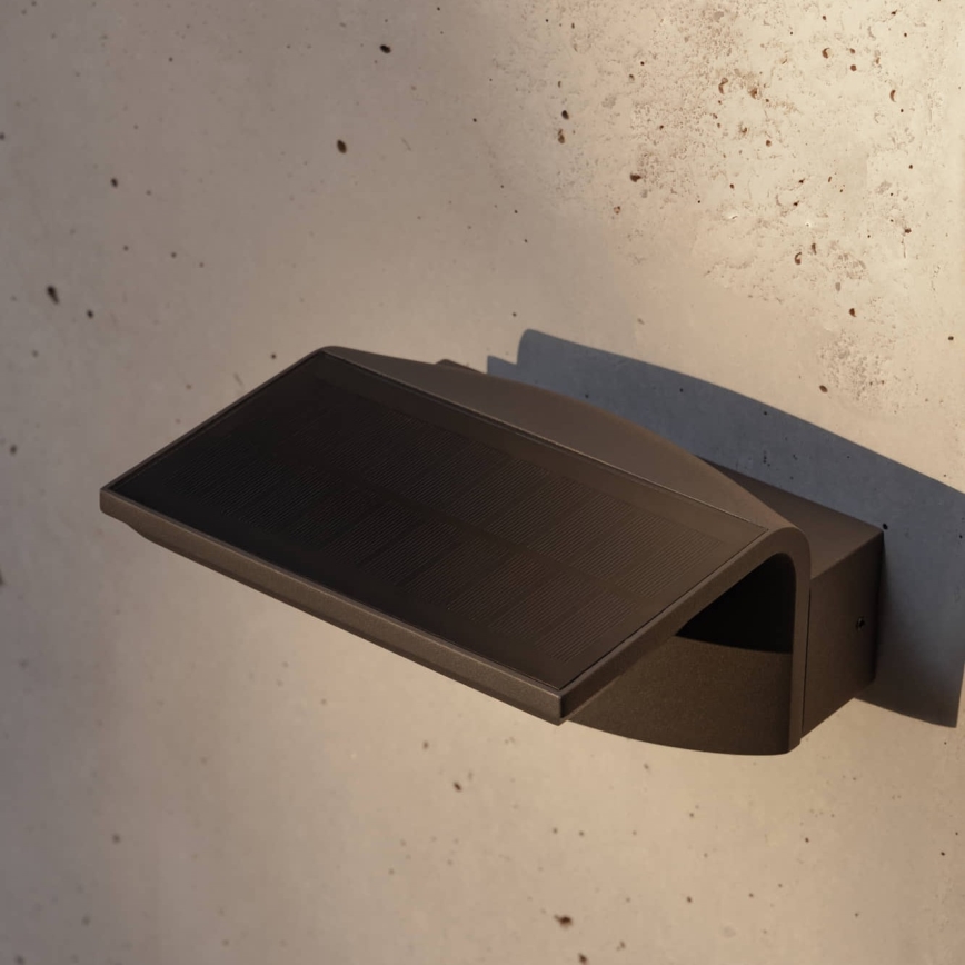 FARO 74456 - LUMA LED-aurinkokäyttöinen seinävalaisin anturilla LED/5W/3,7/230V IP65 antrasiitti