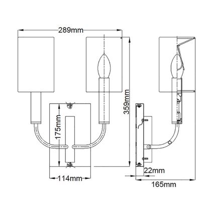 Feiss - Seinävalaisin BRIANNA 2xE14/60W/230V