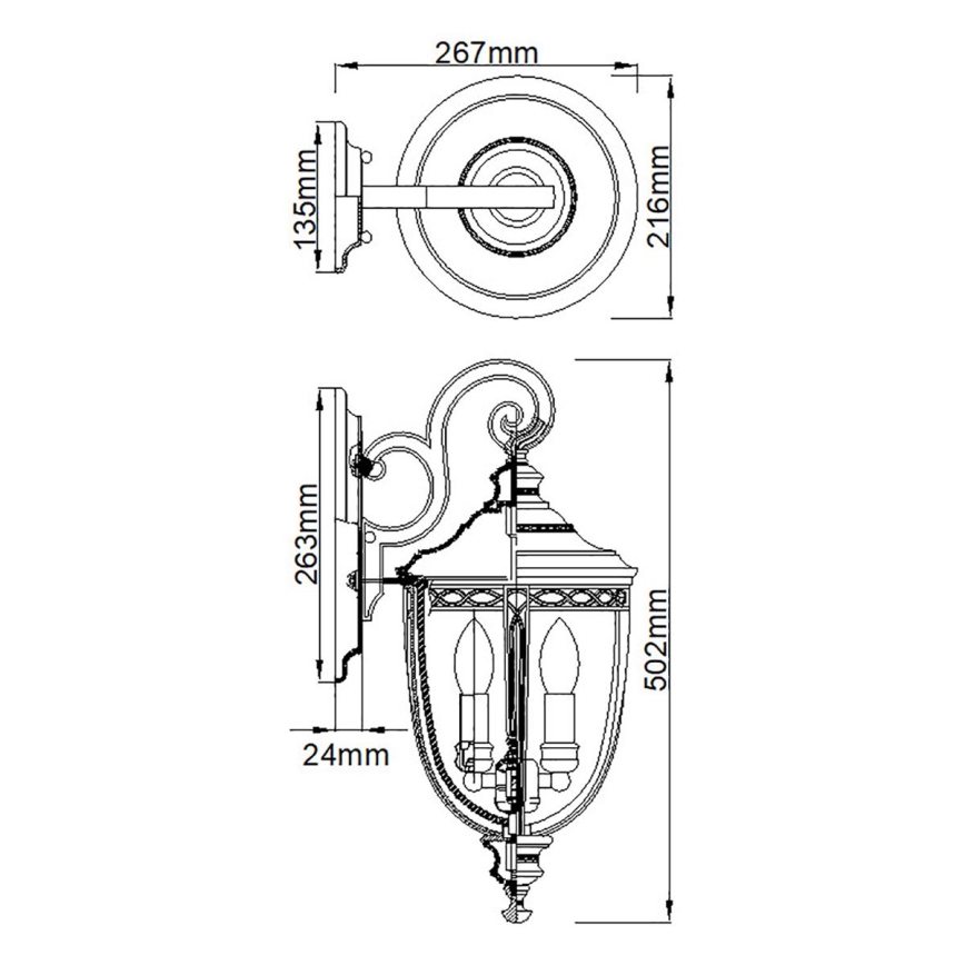 Feiss - Ulkoseinävalaisin ENGLISH BRIDLE 3xE14/60W/230V IP44