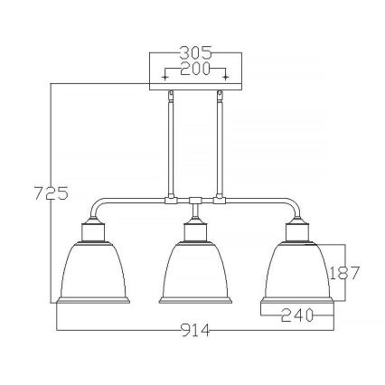 Feiss - HOBSON-kattokruunu varrella 3xE27/60W/230V pronssinvärinen