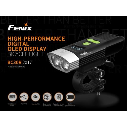 Fenix BC30RV2 - LED Ladattava polkupyörän valo LED/USB IP66 1800 lm 36 tuntia