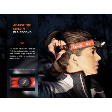 Fenix HM65RTV20BLC- LED Himmennettävä ladattava otsalamppu LED/USB/2xCR123A IP68 3400 mAh musta/oranssi
