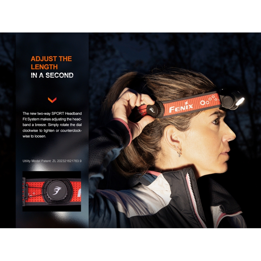 Fenix HM65RTV20BLC- LED Himmennettävä ladattava otsalamppu LED/USB/2xCR123A IP68 3400 mAh musta/oranssi