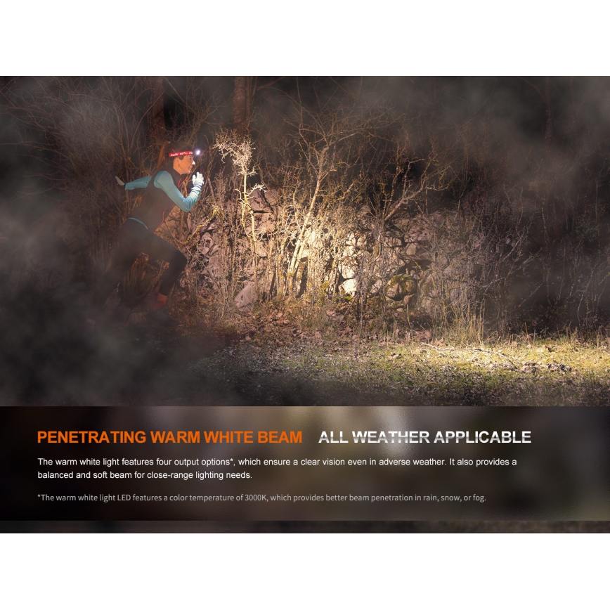 Fenix HM65RTV20BLC- LED Himmennettävä ladattava otsalamppu LED/USB/2xCR123A IP68 3400 mAh musta/oranssi