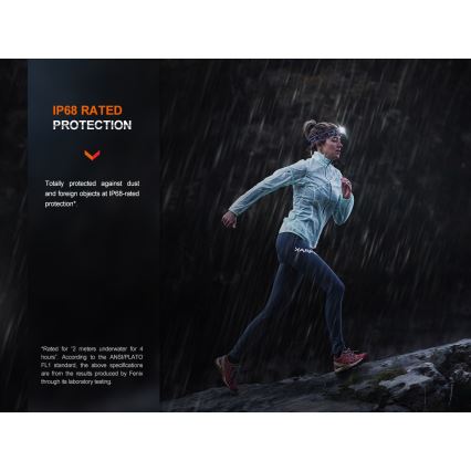 Fenix HM65RTV20BLC- LED Himmennettävä ladattava otsalamppu LED/USB/2xCR123A IP68 3400 mAh musta/oranssi