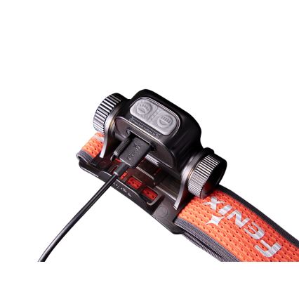 Fenix HM65RTV20BLC- LED Himmennettävä ladattava otsalamppu LED/USB/2xCR123A IP68 3400 mAh musta/oranssi