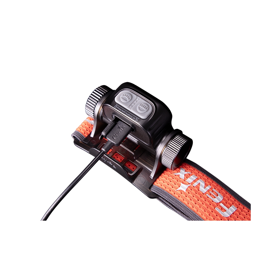 Fenix HM65RTV20BLC- LED Himmennettävä ladattava otsalamppu LED/USB/2xCR123A IP68 3400 mAh musta/oranssi