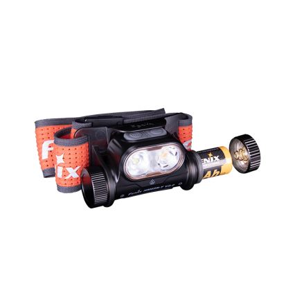 Fenix HM65RTV20BLC- LED Himmennettävä ladattava otsalamppu LED/USB/2xCR123A IP68 3400 mAh musta/oranssi