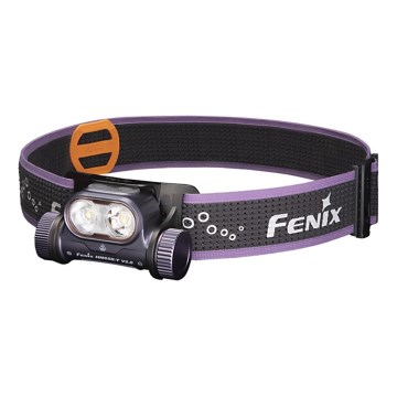 Fenix HM65RTV20PRP - LED Himmennettävä ladattava otsalamppu LED/USB/2xCR123A IP68 1600 lm 300h 3400 mAh musta/violetti
