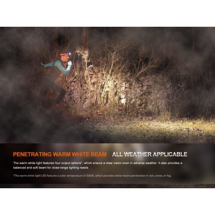 Fenix HM65RTV20PRP - LED Himmennettävä ladattava otsalamppu LED/USB/2xCR123A IP68 1600 lm 300h 3400 mAh musta/violetti