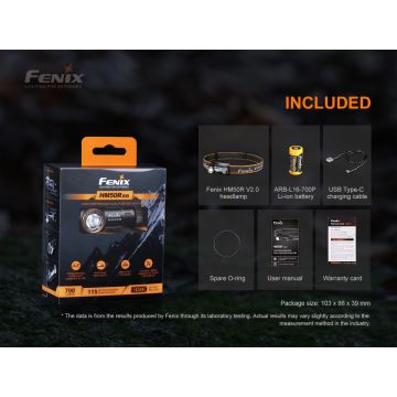 Fenix ​​HM50RV20 - LED ladattava otsalamppu 3xLED/1xCR123A IP68 700 lm 120 h