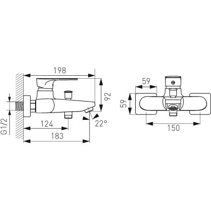 FERRO - ALGEO SQUARE ammehana, kiiltävä kromi