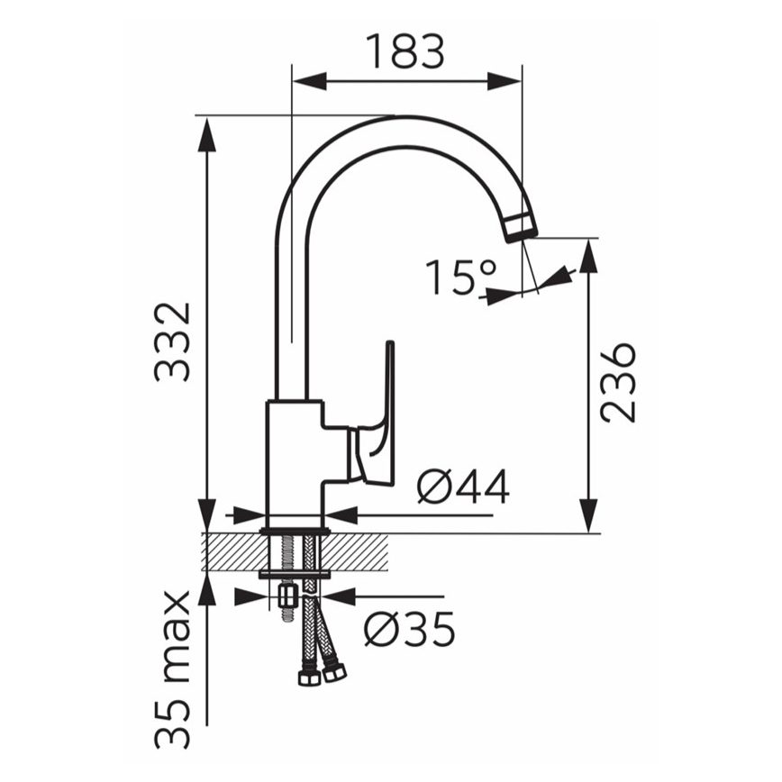 FERRO - Keittiöhana ALGEO SQUARE kiiltävä kromi
