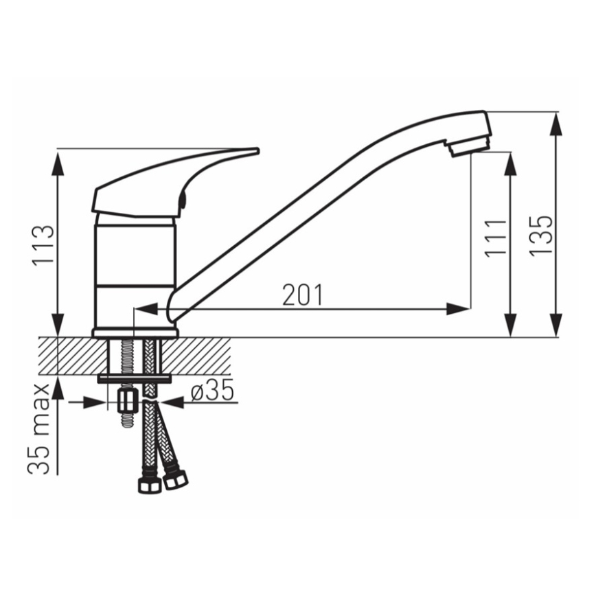 FERRO - Keittiöhana ONE kiiltävä kromi