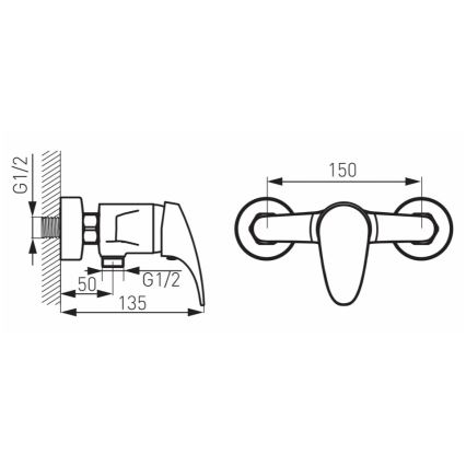FERRO - ONE-suihkuhana, kiiltävä kromi