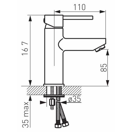 FERRO - Pesuallashana + pohjaventtiili FIESTA kiiltävä kromi