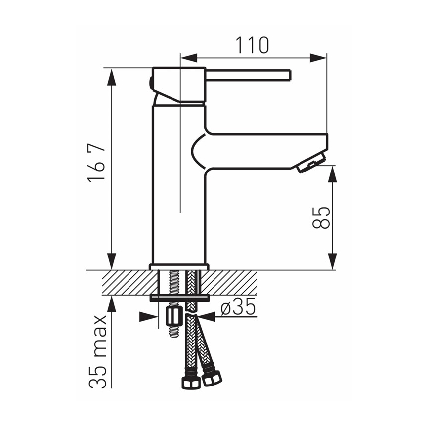 FERRO - Pesuallashana + pohjaventtiili FIESTA kiiltävä kromi