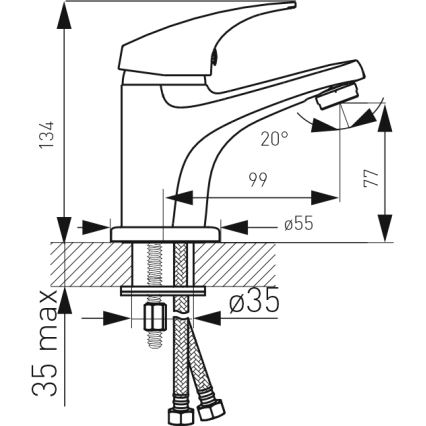 FERRO - Pesuallashana + viemärisarja ONE, kiiltävä kromi