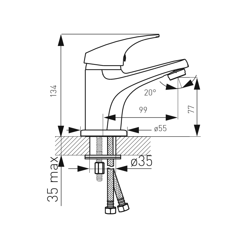 FERRO - Pesuallashana + viemärisarja ONE, kiiltävä kromi