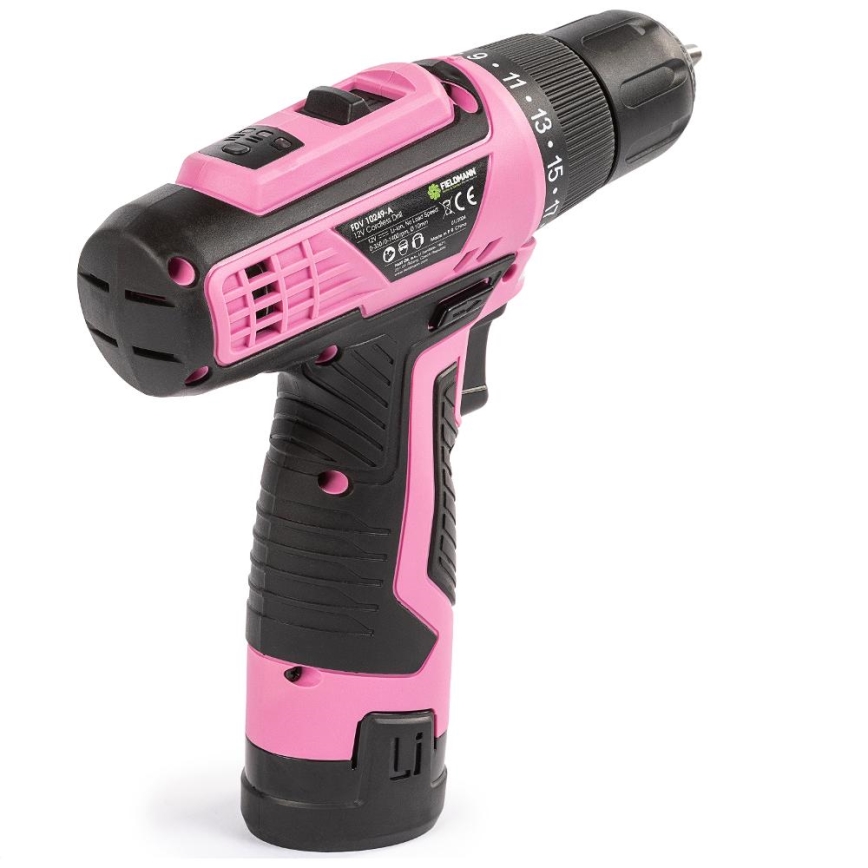 Fieldmann - akkuporakone 12V 1500 mAh pinkki/musta