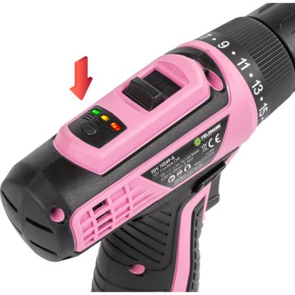 Fieldmann - akkuporakone 12V 1500 mAh pinkki/musta