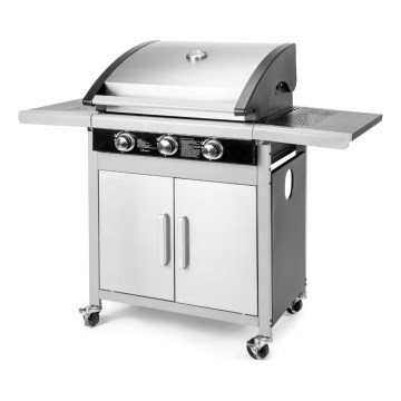 Fieldmann - Kaasugrilli 3-polttimolla mattakromi