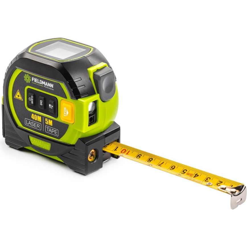 Fieldmann - Laseretäisyysmittari LED-näytöllä ja rulettimittarilla 2xAA